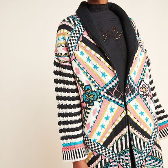 ANTHROPOLOGIE JOSEFANA JACQUARD SWEATER COAT by ALDOMARTINS - Picture 6 of 8